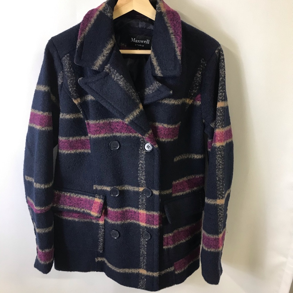 Host Pick Double Breasted Plaid Jacket Euc White … - image 1